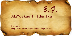 Böcskey Friderika névjegykártya